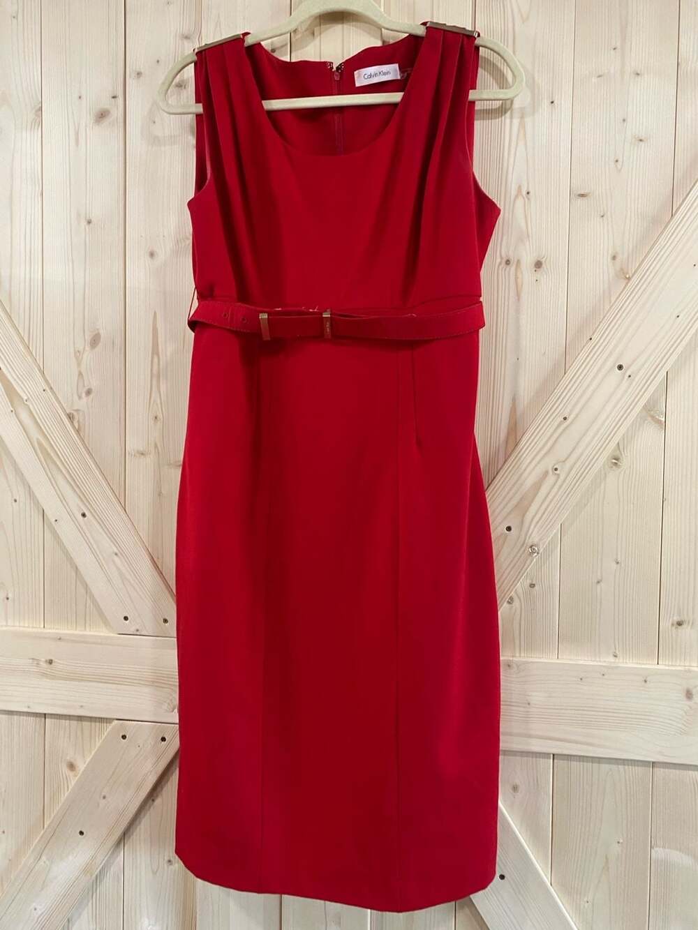 Calvin Klein Sleeveless Belted Sheath Dress 8
